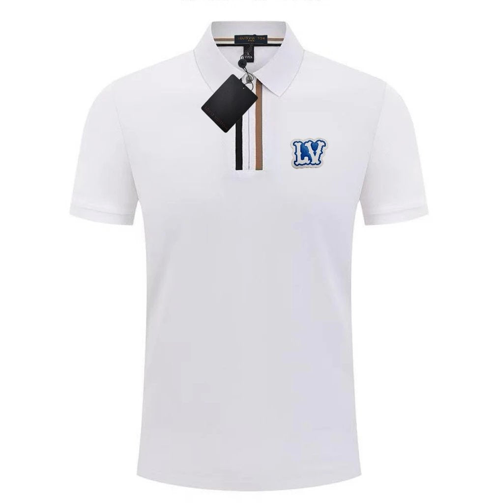 Louis Vuitton LV T-shirt Unique Letter Print on Chest logoPOLO Shirt Lapel Short Sleeve25ss New Unisex Summer Short Sleeve OS Loose T Business Half Sleeve Shirt Plus Size T-Shirt