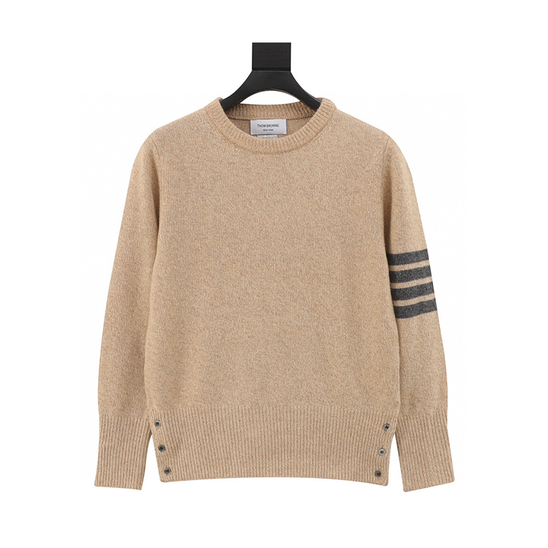 Thom Browne Sweater Three-Button Australian Wool round Neck Sweater for Men and Women