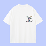 Louis Vuitton LV T-shirt Back Graffiti Sunflower Print logo round Neck Short Sleeve25ss New Pure Cotton Unisex Style T T-shirt OS Loose Fit Base Shirt Half Sleeve T-Shirt Top Half Sleeve