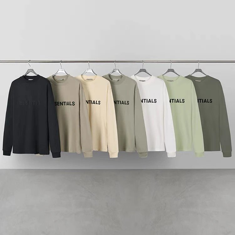 ESSENTIALS Hoodie Double Line Chest Letter Long Sleeve T T-shirt Boy's Undershirt High Street Tide