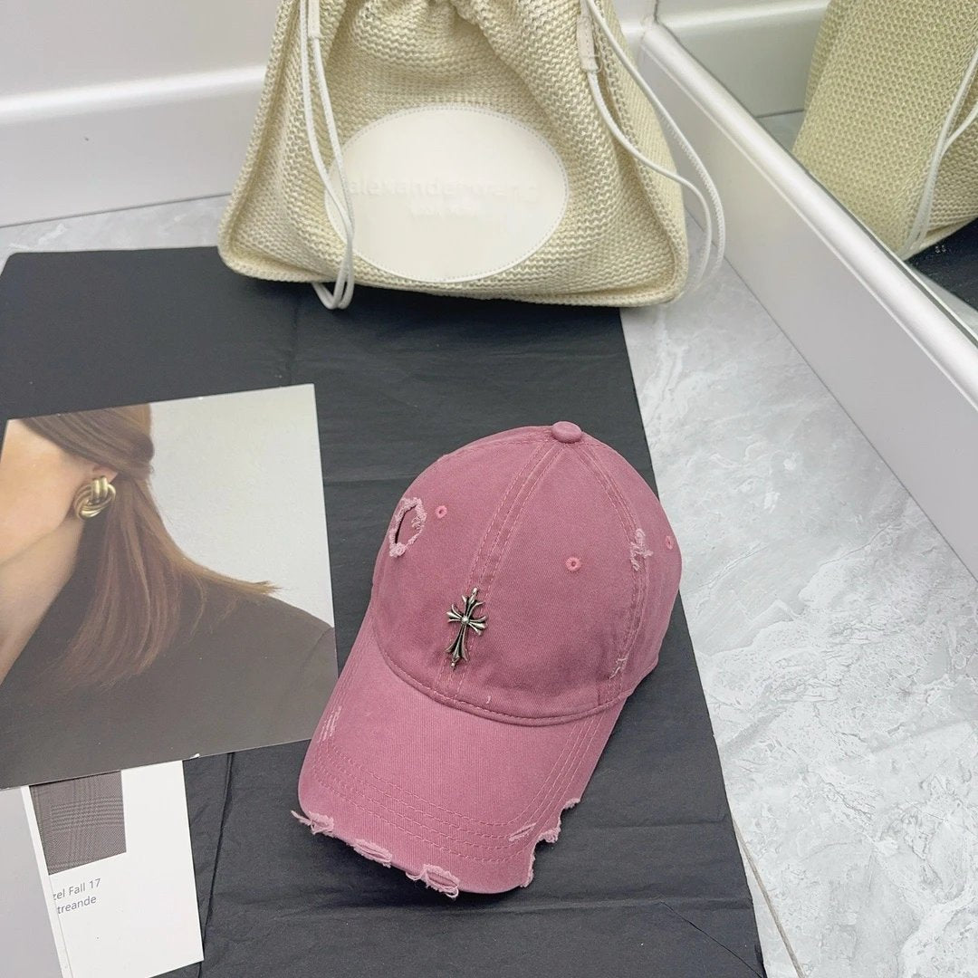 Chrome Hearts Hat Gold Label logo Baseball Cap Sunshade Sun Protection Duckbill Cap Large Head Circumference Slimming Face Curved Brim Versatile Sports Hat for Men and Women Couples Same Style