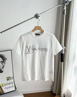 Louis Vuitton LV T-shirt Chest Handwritten Letter Rivet Pattern Embroidery logo round Neck Short Sleeve25ss New pure cotton T Unisex T-Shirt OS Drop Shoulder Loose Fit Base Shirt Top T-Shirt Short Sleeve