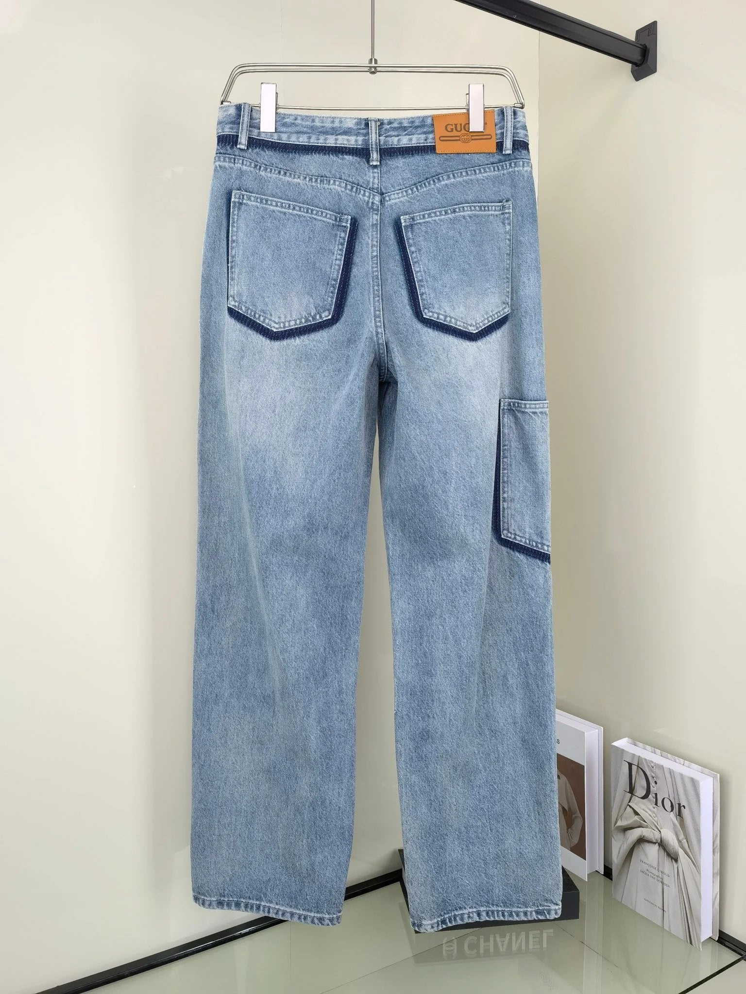 Gucci Jeans Back Body Letter Stickers logo25ss Spring Summer New Straight Loose Slim Fit Jeans Unisex Long Pants