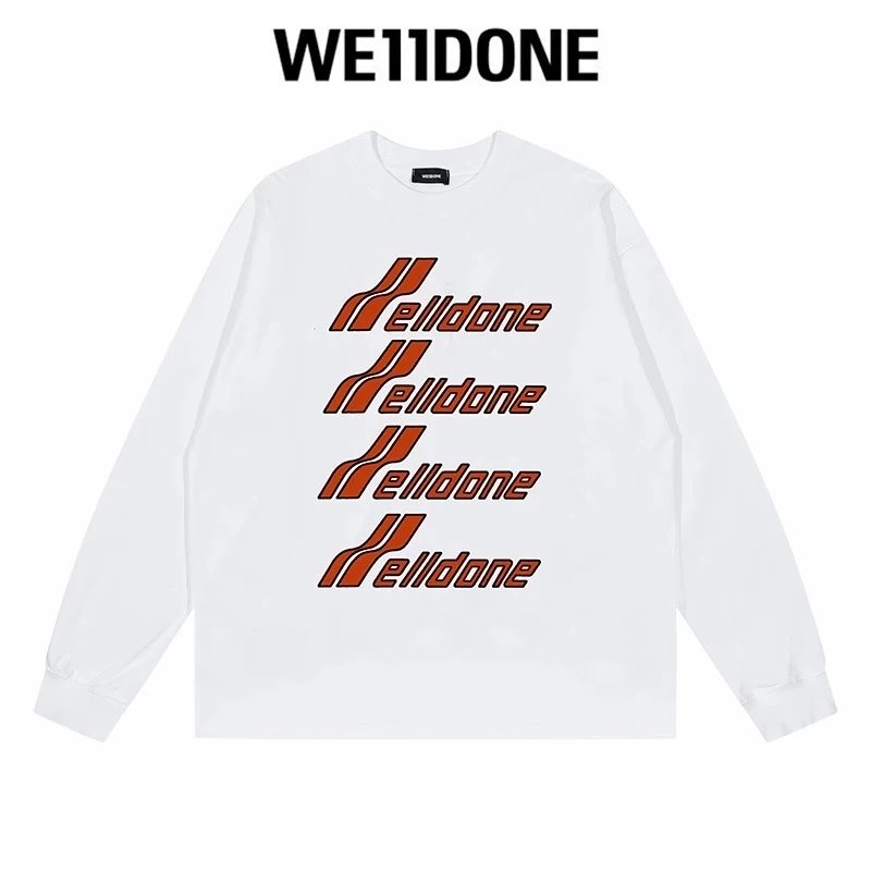 We11done Hoodie Top Version Zhao Lusi Yang Mi Long Sleeve T T-shirt Color Graffiti Letters Gradient Spring and Autumn