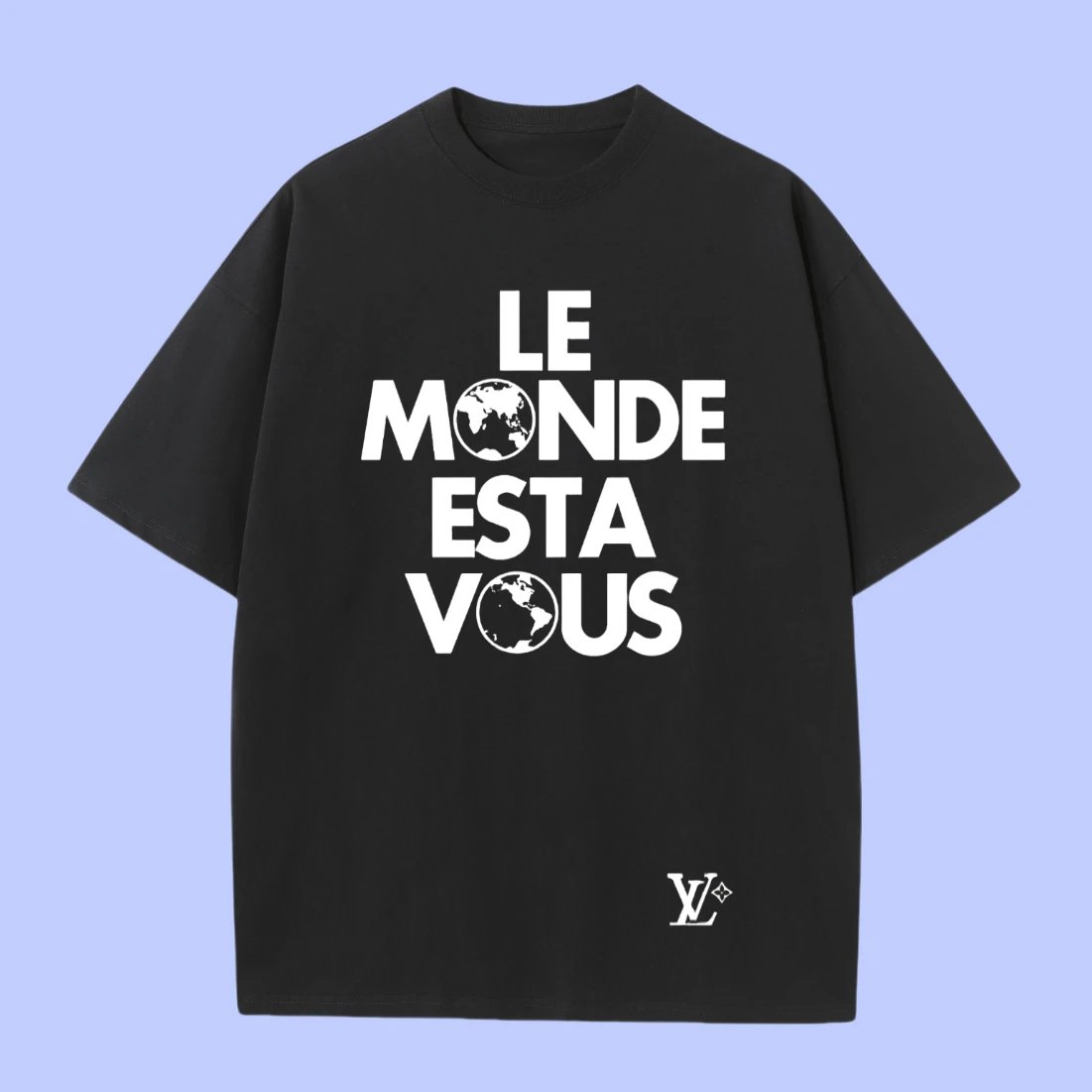 Louis Vuitton LV T-shirt Chest Earth Slogan Print logo round Neck Short Sleeve25ss New pure cotton T Unisex T-Shirt OS Loose Fit Base Shirt Top Half Sleeve T-Shirt