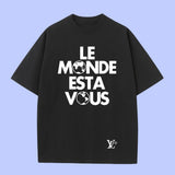 Louis Vuitton LV T-shirt Chest Earth Slogan Print logo round Neck Short Sleeve25ss New pure cotton T Unisex T-Shirt OS Loose Fit Base Shirt Top Half Sleeve T-Shirt