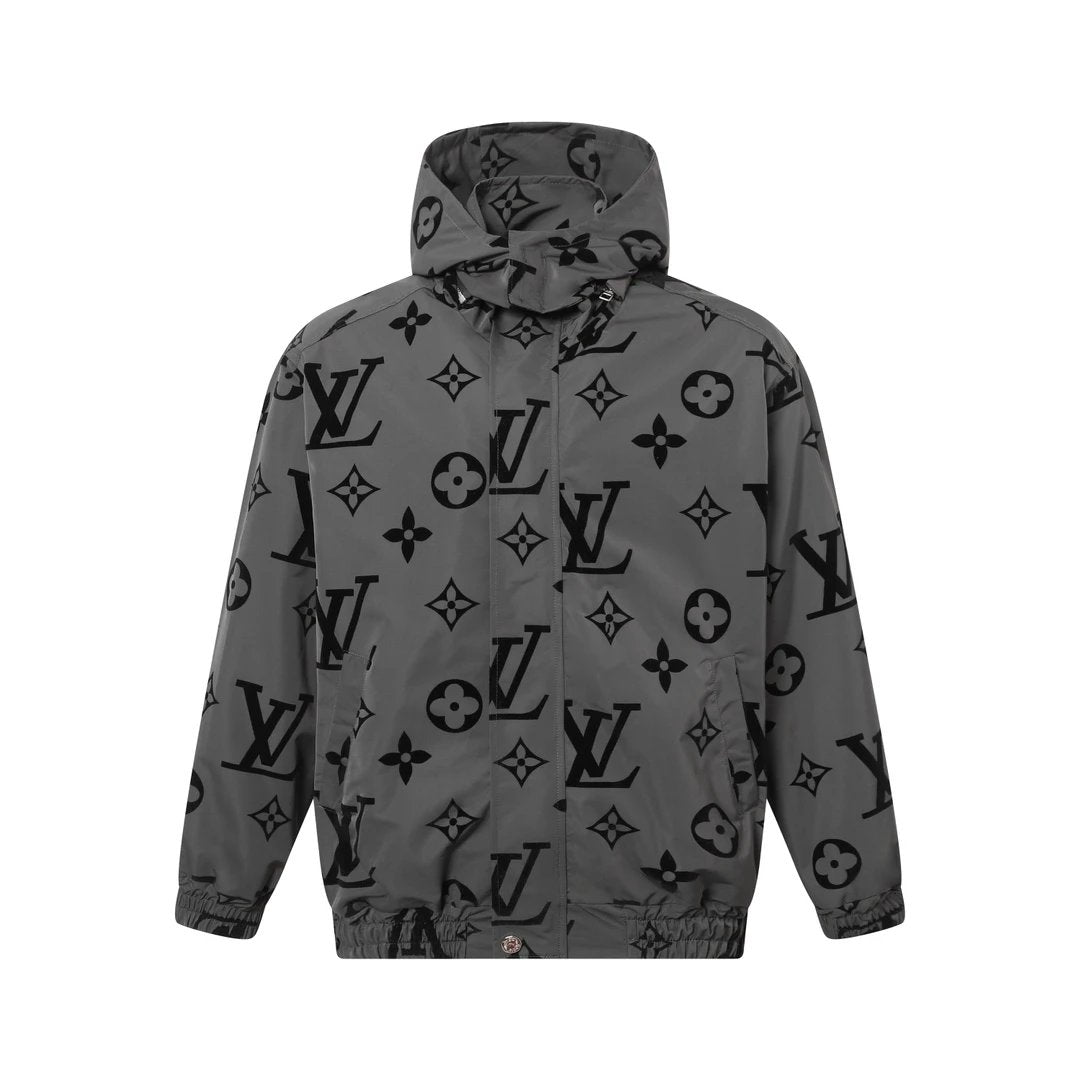 Louis Vuitton LV Jackets Windbreaker Jacket Hooded Coat Logo logo Flocked Waterproof Unisex Autumn Winter New Sports Casual Loose Fit Versatile