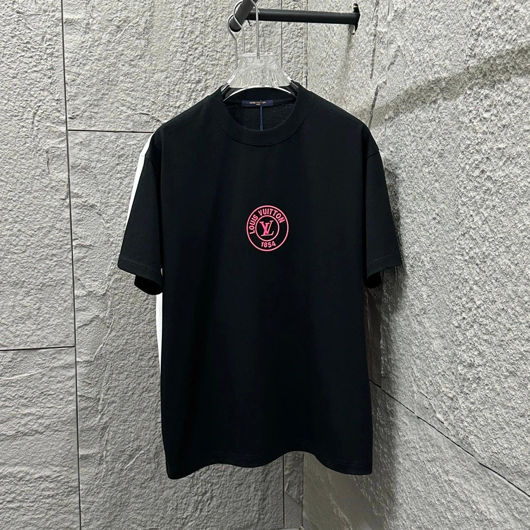 Louis Vuitton LV T-shirt Classic Circle Letter 3D Silicone Round Neck Short Sleeve Pure Cotton T T-shirt ins Unisex Simple Summer New Casual Base Shirt B Home T-shirt