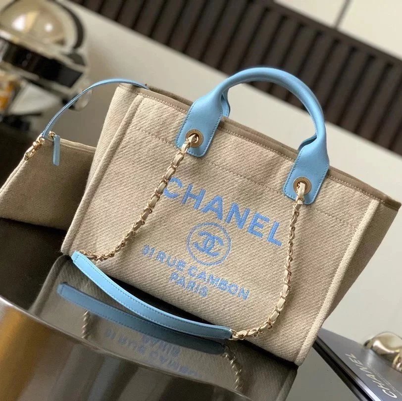 Chanel Women's Bag Top version 【Original High-Definition Version】22s Spring and Summer Series Beach Bag Shopping Bag Handbag Mummy Bag Tote Bag Beach Bag Mother and Child Bag with Small Coin Purse2022New Color