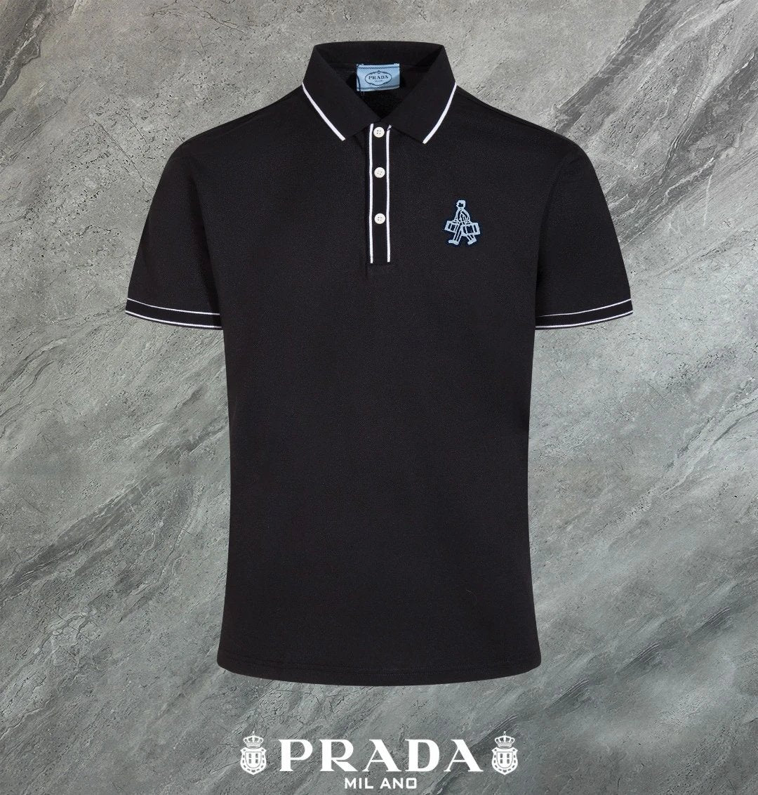 PRADA T-shirt Chest Badge Design logo Embroidery POLO Shirt Lapel Short Sleeve25ss New Unisex Summer Loose Short Sleeve T Business Commuter Short Sleeve Shirt Plus Size T-Shirt