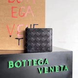 Bottega Veneta Men's Bag Top version 【Premium Original Leather】Calf Skin Small Wallet Men's Hand-Woven Wallet Two-Layer Wallet Men's Weaving Wallet New Calfskin Short Wallet Men's and Women's Wallet