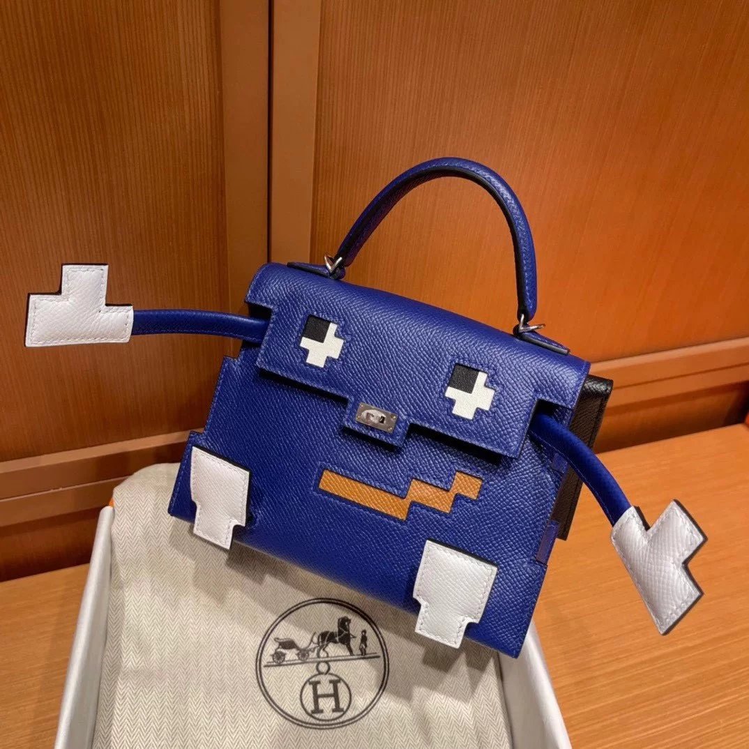 Hermes women's bag Top version New Kellydolepicto Mosaic Doll Bag，Cute to New Style Doll Bag～Mosaic Doll Bag Women's Bag Shoulder Handbag Crossbody