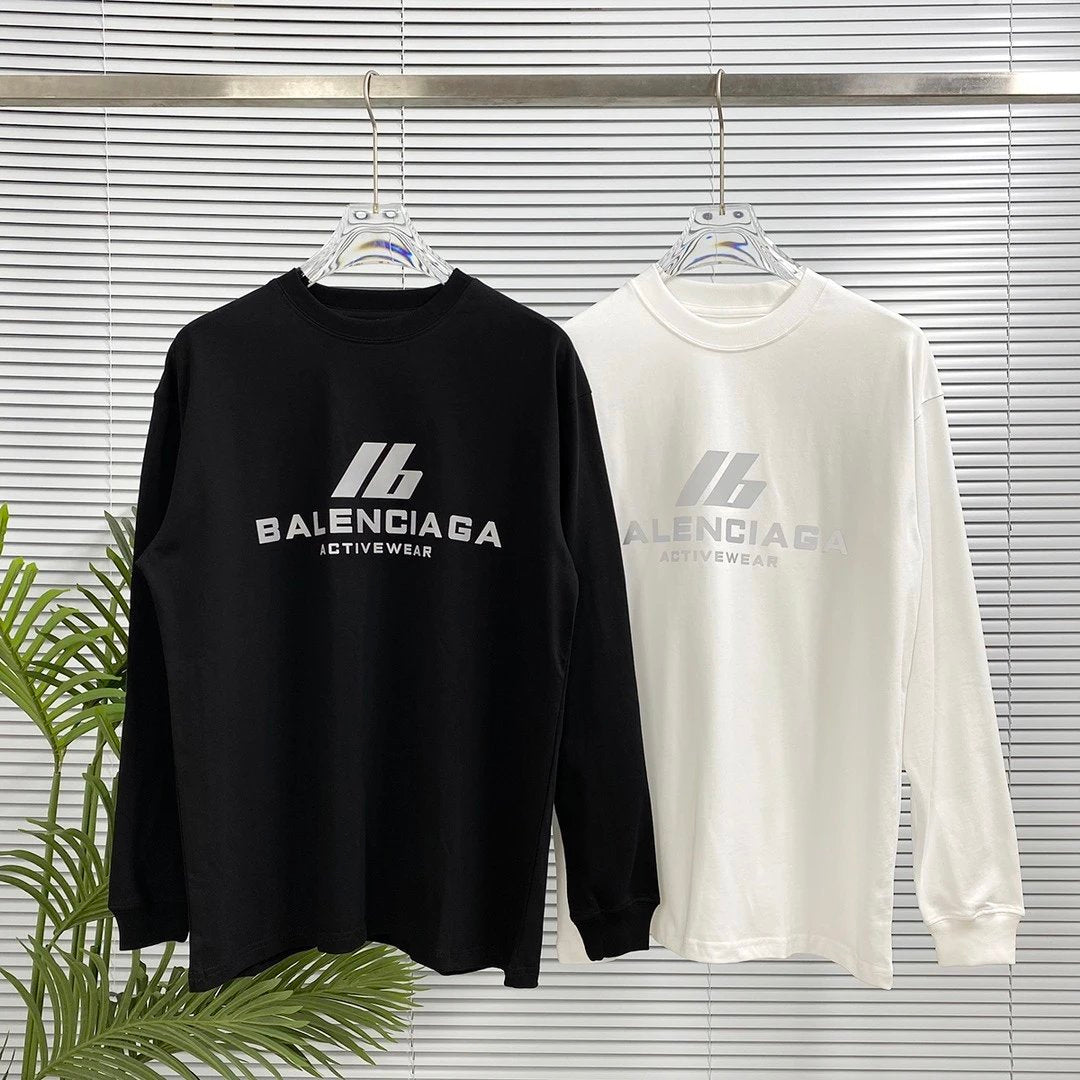 Balenciaga Hoodie Reflective Printing logo Long Sleeve T Sweatshirt Crew Neck Long Sleeve Base Shirt Jacket Top Fashion Unisex Sports Casual Loose Fit Versatile Autumn Winter New Arrival
