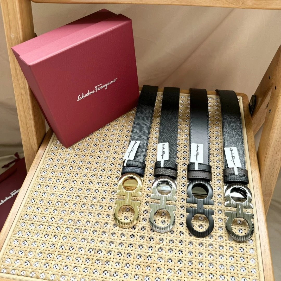 Ferragamo Belt Top version 【Full Package】Belt Width for Men and Women3.5cm with Chip nfc Anti-Counterfeiting Quality Counter Full Set Packaging Italian Double-Sided Cowhide Matching Boutique Brass Buckle Length Can Be Cut by Yourself Counter Belt Fashion