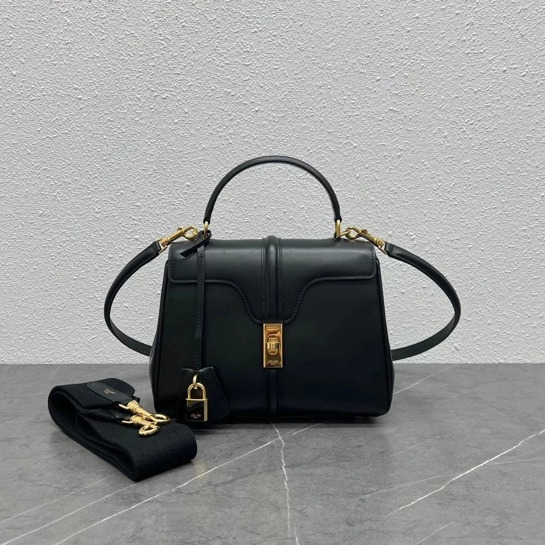 Celine women's bag Top version 【Original Factory】Celebrity Style New Arrivals STRAP“16”Handbag Handbag Matching2Shoulder Strap Handbag Portable Handbag Crossbody Shoulder Bag Wide Shoulder Strap Soft16No. Handbag Small Size23cm188003Medium32cm187373