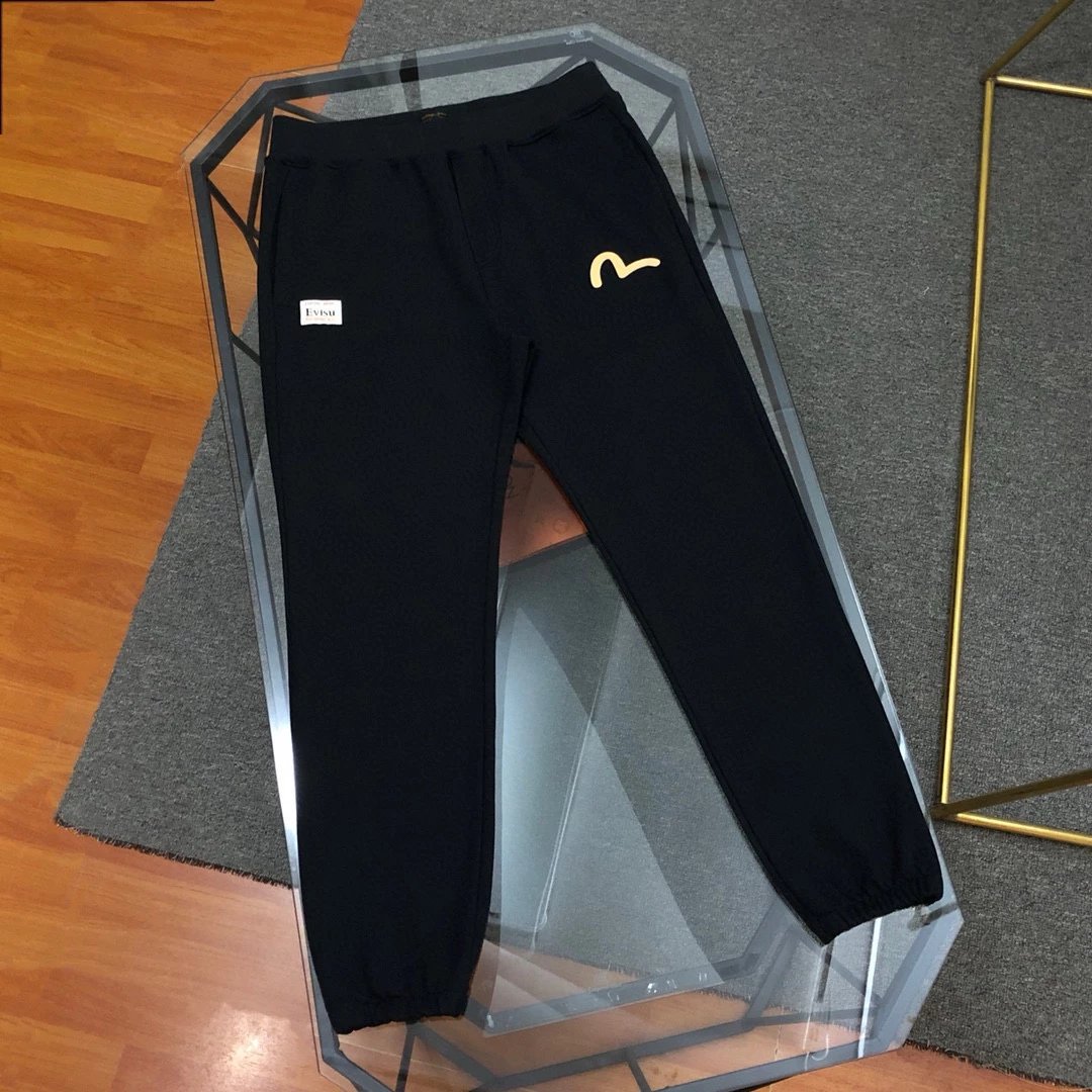 Evisu Sweatpants Top Version Counter Same Style Cotton Sweat Pants Same Style for Men and Women Loose Fashion Brand2024Versatile Casual Pants Sports Trousers