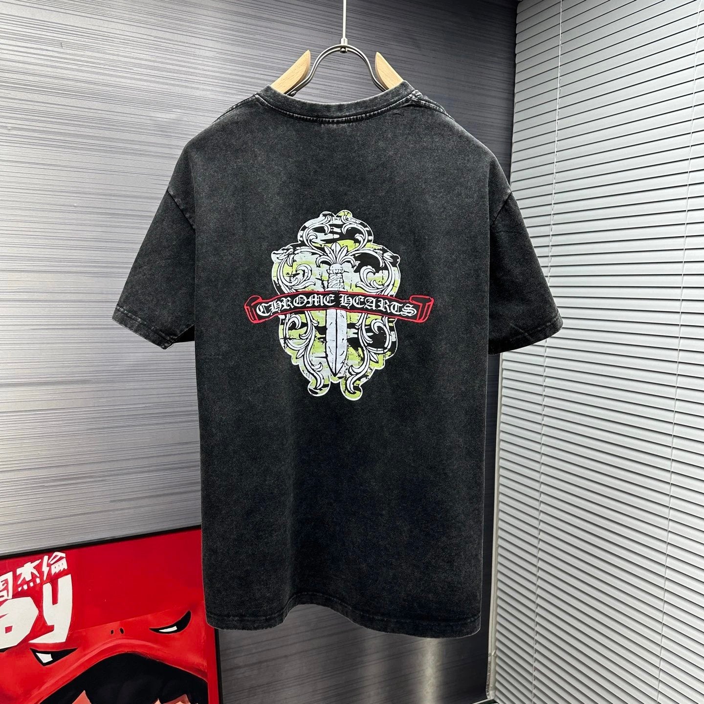Chrome Hearts T-shirt Sanskrit Sword Pattern Print logo round Neck Short Sleeve25ss New Pure Cotton Unisex Style T T-shirt OS Loose Fit Base Shirt Top Half Sleeve T-Shirt