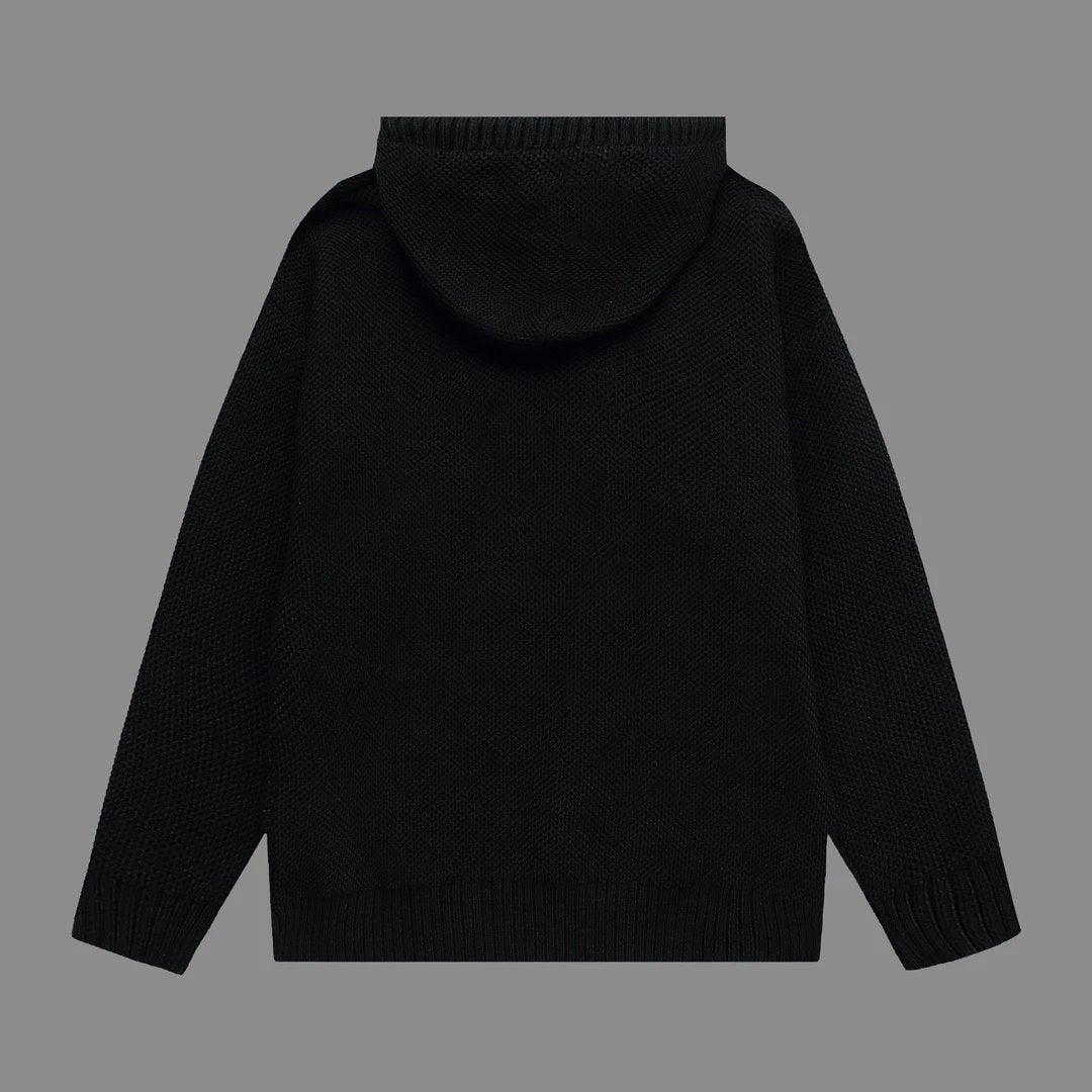 Chrome Hearts Hoodie Wool Knit Thickened Hooded Sweatshirt Unisex Winter Versatile Casual Jacket