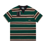PRADA T-shirt Pocket Logo Striped Crew Neck Short Sleeve25ss New Pure Cotton Unisex Style T T-shirt OS Loose Fit Base Shirt Top Half Sleeve T-Shirt