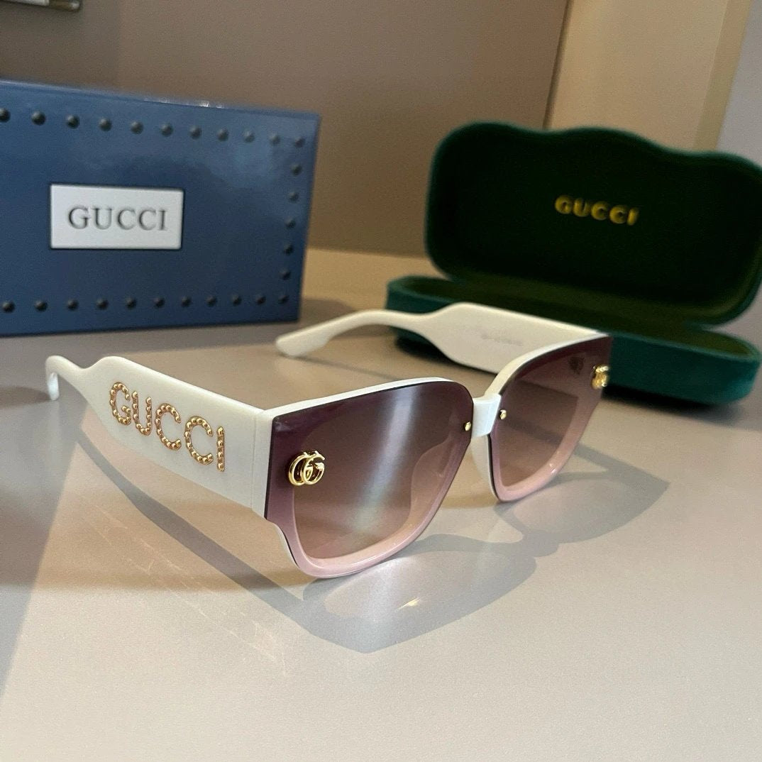 Gucci Sunglasses 3D Large Frame Sunglasses Slimming No Prescription Driving Beach Fishing Unisex Couple Style UV Protection25ss New Sports Casual Versatile