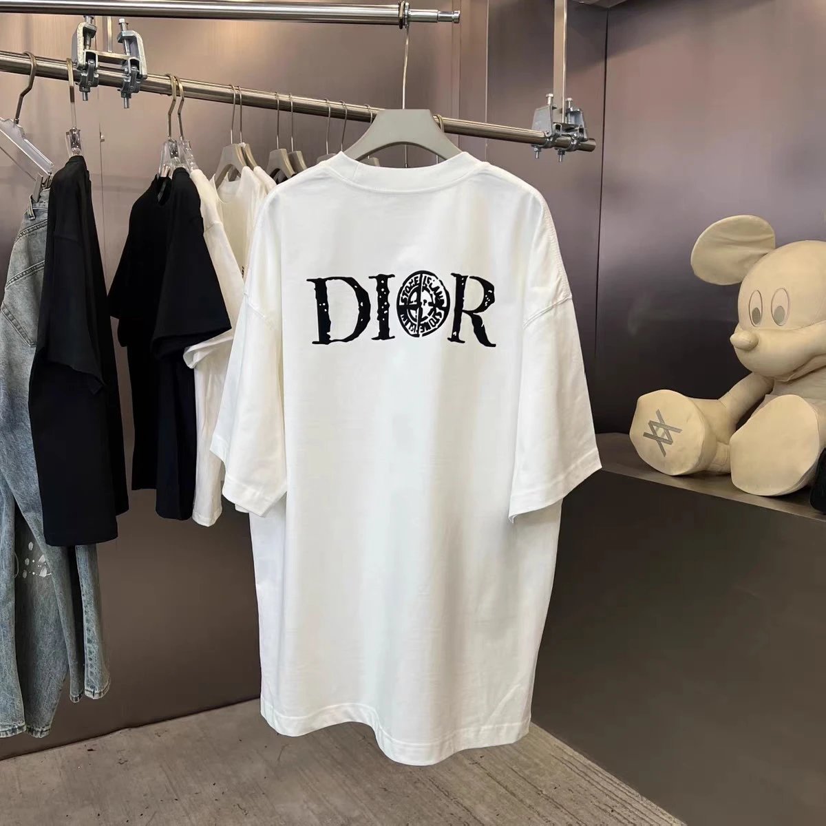 Dior T-shirt Front and back letter pattern print logo round Neck Short Sleeve25ss New pure cotton T Unisex T-Shirt OS Loose Fit Base Shirt Top Half Sleeve T-Shirt