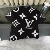 Louis Vuitton LV T-shirt Full Gradient Old Flower Letter Print logo round Neck Short Sleeve25ss New Pure Cotton Unisex Style T T-shirt OS Loose Fit Base Shirt Half Sleeve T-Shirt Top Half Sleeve