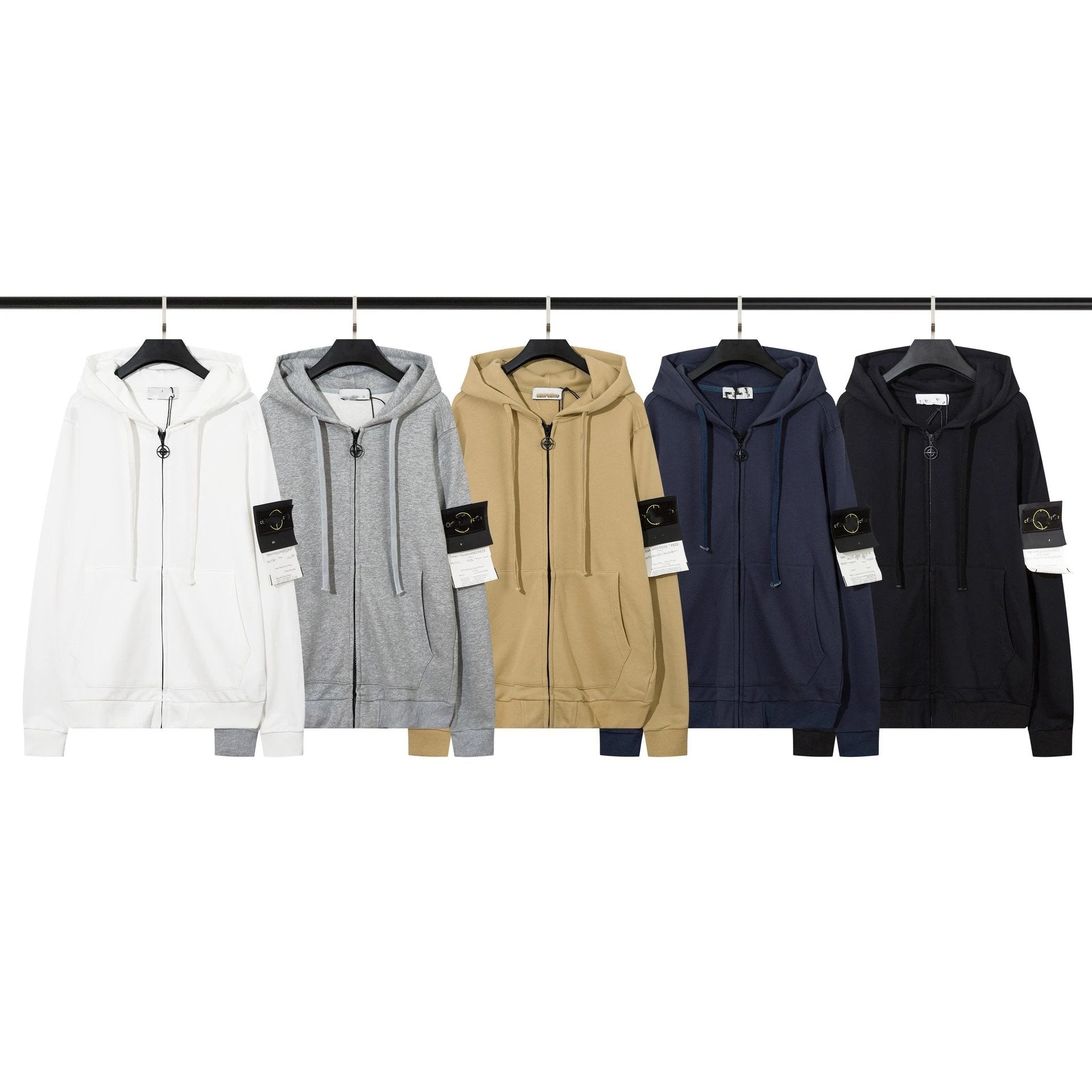 Stone Island Hoodie Spring and Autumn New European and American Fashion Brand Zipper Open Chest Hooded Sweater Same Earrings for Couple Slimming Coat