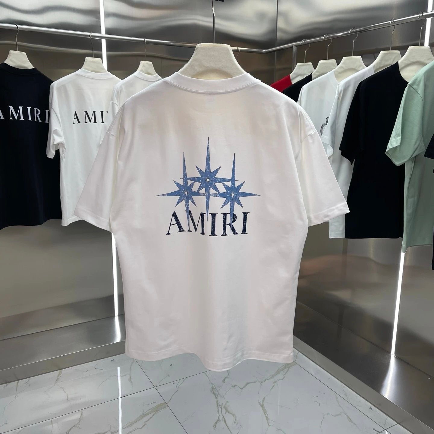 Amiri T-shirt Back Star Letters Printing logo round Neck Short Sleeve25ss New pure cotton T Unisex T-Shirt OS Loose Fit Base Shirt Top Half Sleeve T-Shirt