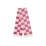 Gucci Scarf Printed Tassel Women Pink Hand Knitting Yarn Scarf