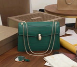 BVLGARI Bag Top version SerpentiForever Classic Emerald Cowhide Bag Decorated with a Snake's Head File Holder Chain Bag Portable Shoulder Messenger Bag Women's Bag
