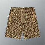 FENDl Shorts Full Print Double F Jacquard logo Five-point Shorts25ss New Drawstring Casual Pants for Men and Women, Summer Style5Two-in-One Casual Sweatpants Pure Cotton Joggers