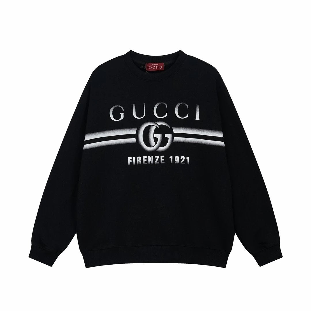 Gucci Hoodie Striped Chest logo Round Neck Sweatshirt Long Sleeve Base Shirt Jacket Top Fashion Unisex Sports Casual Loose Fit Versatile Autumn Winter New Arrival