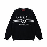 Gucci Hoodie Striped Chest logo Round Neck Sweatshirt Long Sleeve Base Shirt Jacket Top Fashion Unisex Sports Casual Loose Fit Versatile Autumn Winter New Arrival