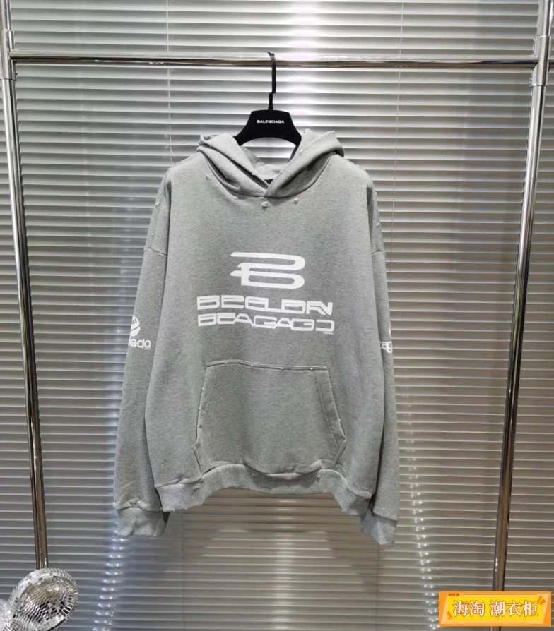 Balenciaga Hoodie New Cut Letter Printing logo Casual Hooded Sweater for Men and Women