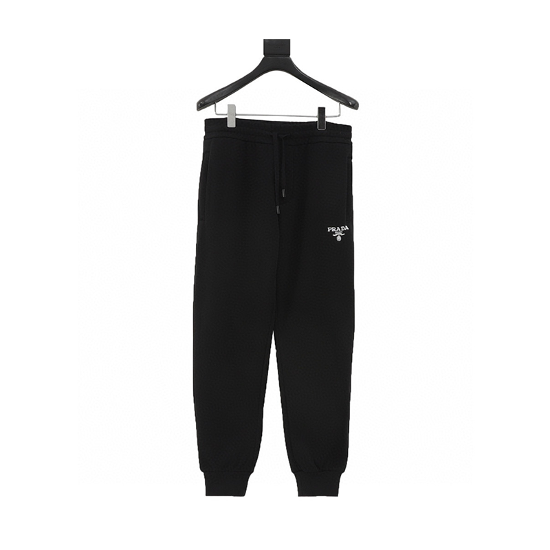 PRADA Sweatpants  Classic Embroidery logo Nylon Pocket Triangle Mark Fleece-lined Trousers for Men and Women