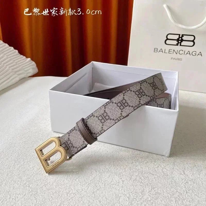 Balenciaga Belt Top version In Stock New Presbyopic B Buckle Men's Leather Belt Imported First Layer Cowhide Leather Belt Men's and Women's Belt All-Match Trouser Belt3.0Wide