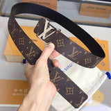 Louis Vuitton LV Belt Belt Classic Black for Men Flower Button Double-Sided Cowhide Casual Belt Buckle Business Genuine Leather Pants Belt Women