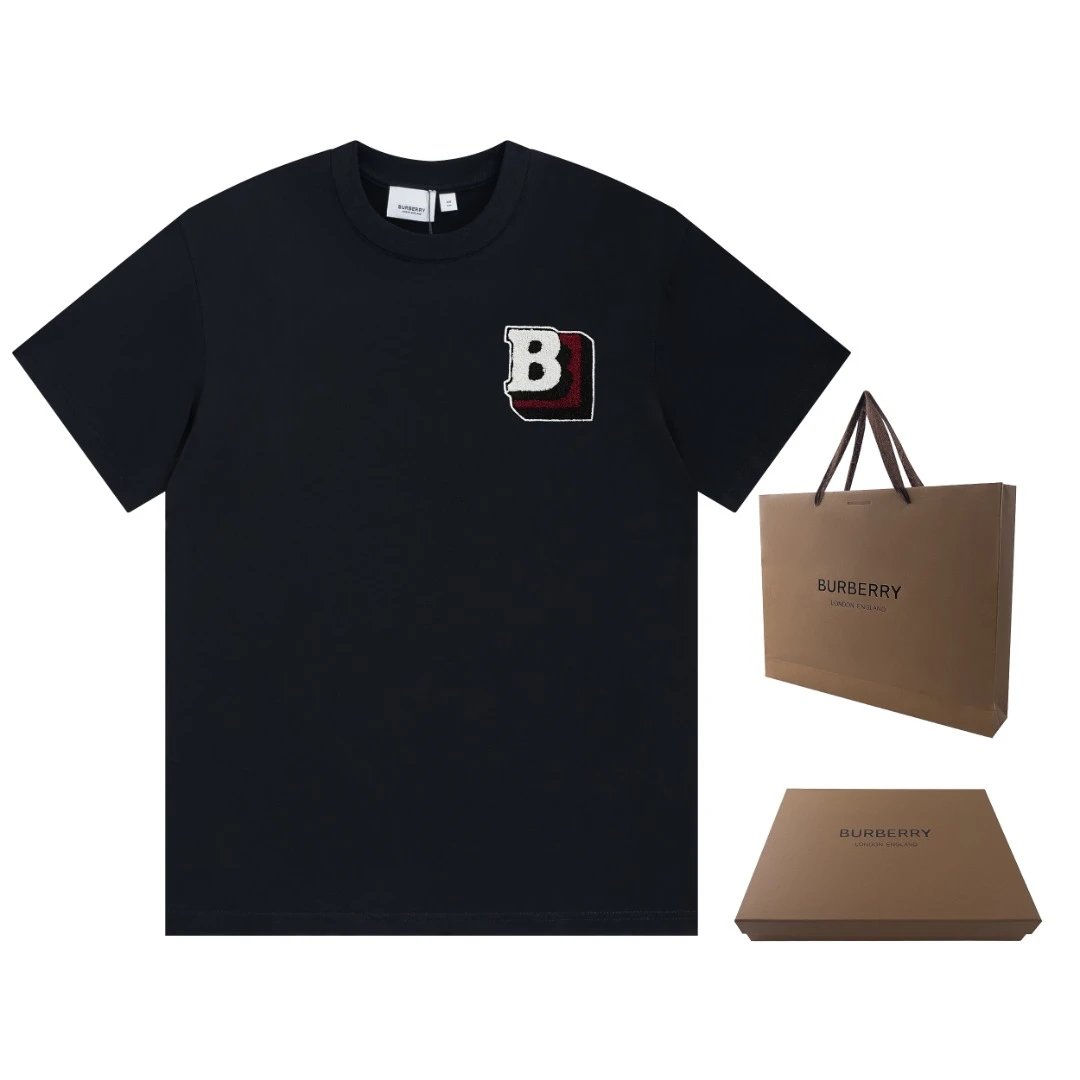 Burberry T-shirt Chest Towel Embroidery tb Embroidery logo round Neck Short Sleeve25ss New Pure Cotton Unisex Style T T-shirt OS Loose Fit Base Shirt Top Half Sleeve T-Shirt