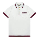 Gucci T-shirt Alphabet Ribbon with Mixed Color Collar and Alphabet Embroidery logo round Neck Short Sleeve25ss New pure cotton T Unisex T-Shirt OS Drop Shoulder Loose Fit Base Shirt Top T-Shirt Short Sleeve