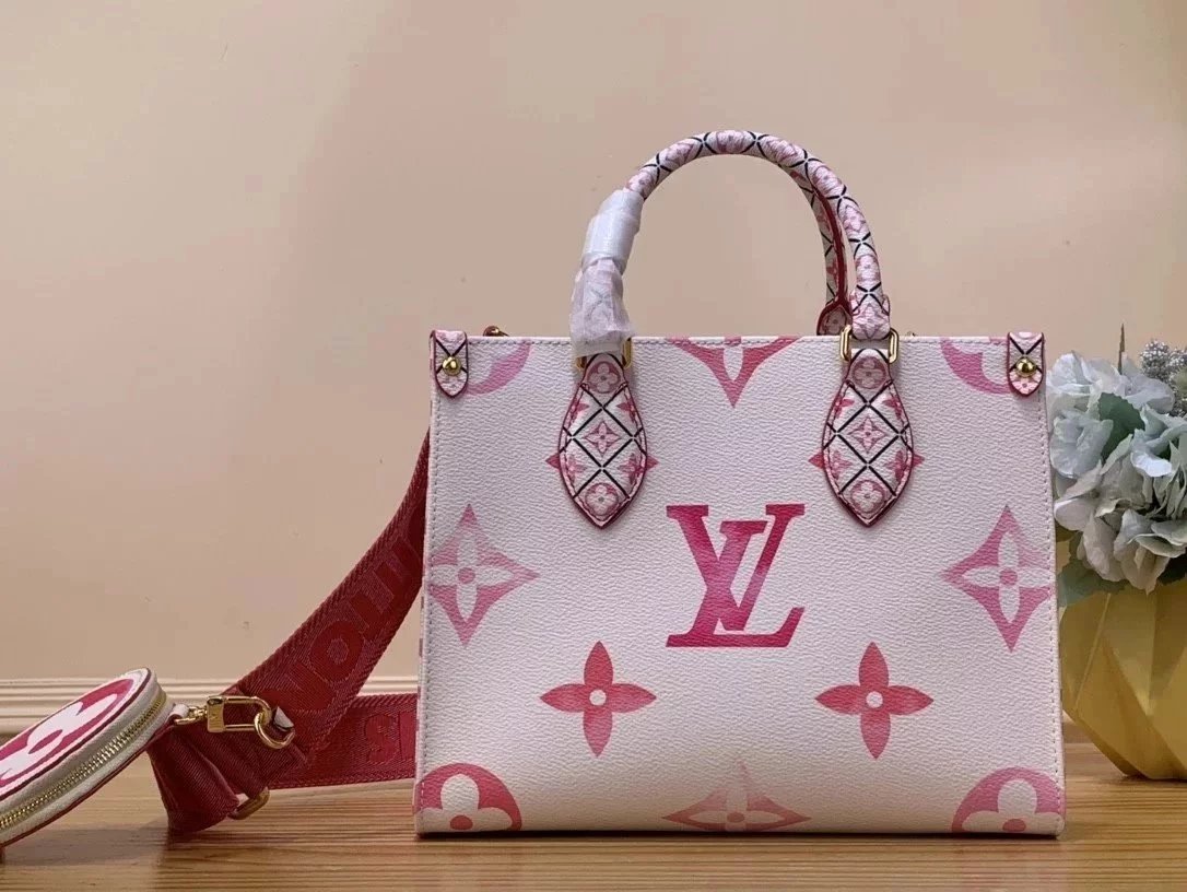 Louis Vuitton LV Women's Bag Top version 【Overseas】M2297623New Gradient Pink Ontheg0PM Small shopping bag Tote Tote Bag Shoulder Messenger Bag Portable Women's Bag LM22975Large Size35cm New tote bag