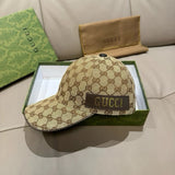 Gucci Hat Gold Foil Letter Ribbon logo Baseball Cap Sunshade Sun Protection Duckbill Cap Slimming Face Curved Brim Versatile Large Head Circumference Sports Hat Unisex Couple Style