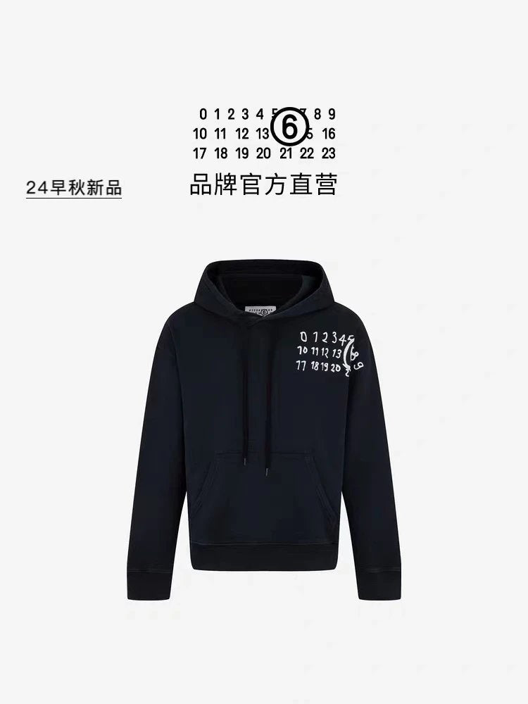 Maison Margiela Hoodie Top Version Handwritten Number Logo Printed Hooded Pullover Casual Top