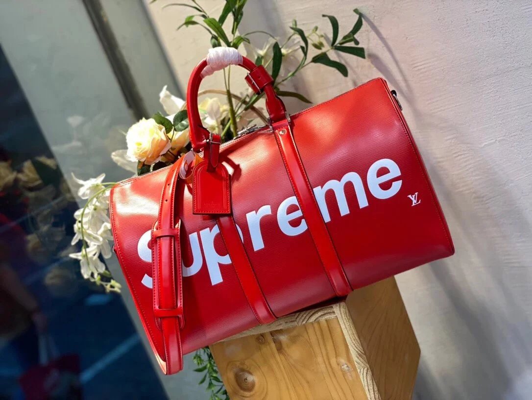 Louis Vuitton LV Travel Bag Top version Original Black supremekeepall45Travel Bag Travel Bag Luggage Bag Luggage Bag Imported Cowhide Water Ripple All-Steel Hardware Model M53419Size45×27x20