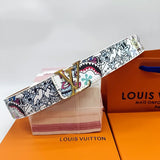 Louis Vuitton LV Belt Belt Men's Graffiti Casual All-Matching Men's Smart Guy Belt Trendy Brand Pant Belt Young Student Pants Belt