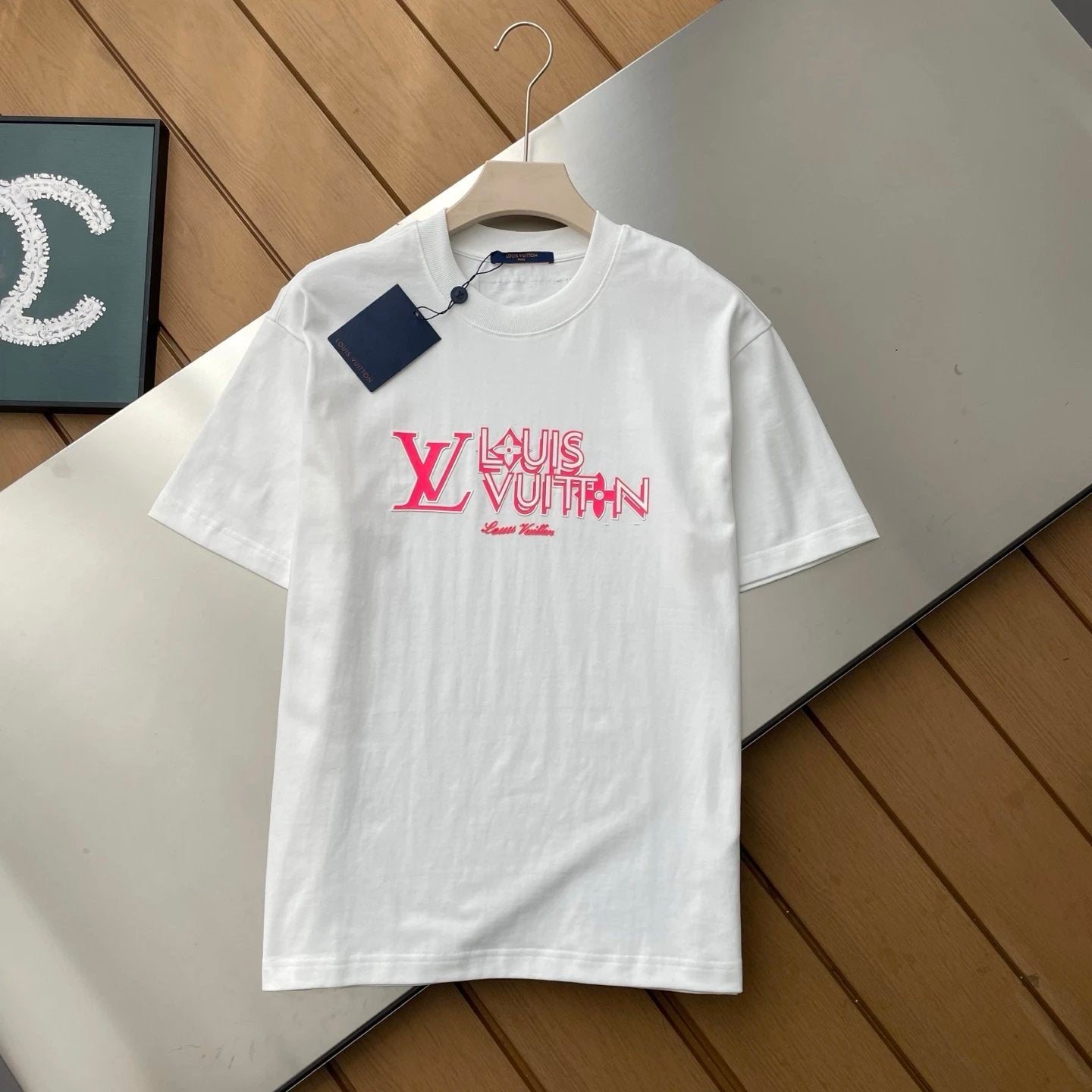 Louis Vuitton LV T-shirt Silicone Chest Letters logo round Neck Short Sleeve25ss New Pure Cotton Unisex Style T T-shirt OS Loose Fit Base Shirt Top Half Sleeve T-Shirt