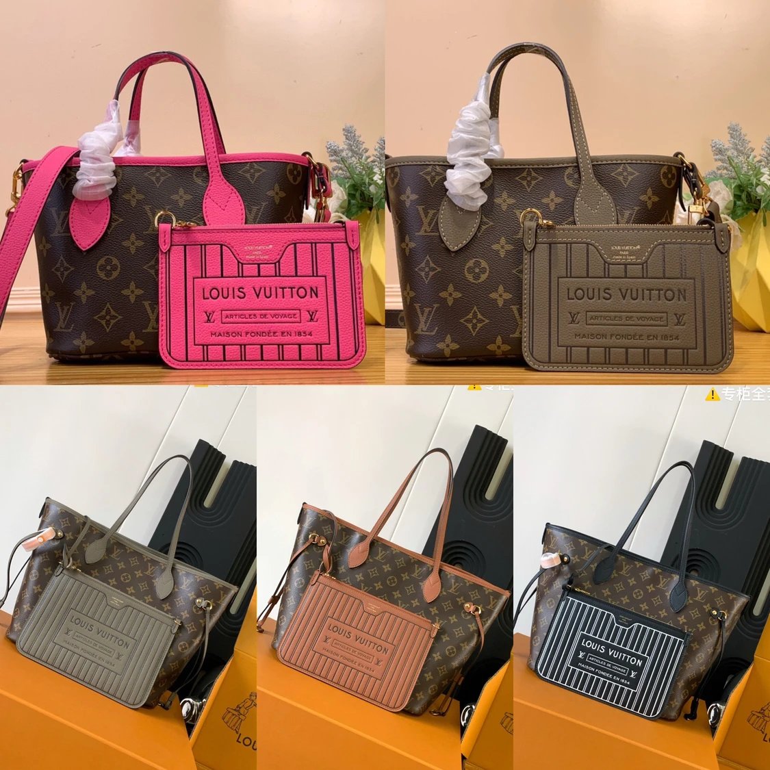 Louis Vuitton LV Women's Bag Top version 【Neverfullmm Handbag】m12061Presbyopic/Brown m11946Presbyopic Neverfull Double-Sided Tote Bag Classic Presbyopic Tote Bag Women's Bag New Presbyopic Double-Sided Large Shopping Bag Mother and Child Bag M12099Mini Do