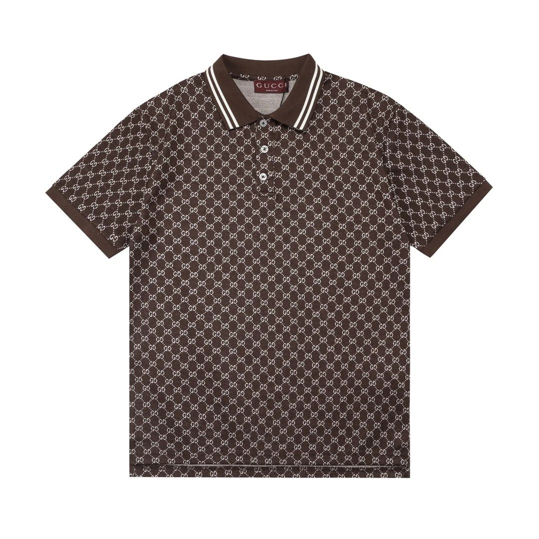 Gucci T-shirt Full Print Double G Letters logo Printing POLO Shirt Lapel Short Sleeve25ss New Unisex Summer Short Sleeve OS Loose T Business Half Sleeve Shirt Plus Size T-Shirt