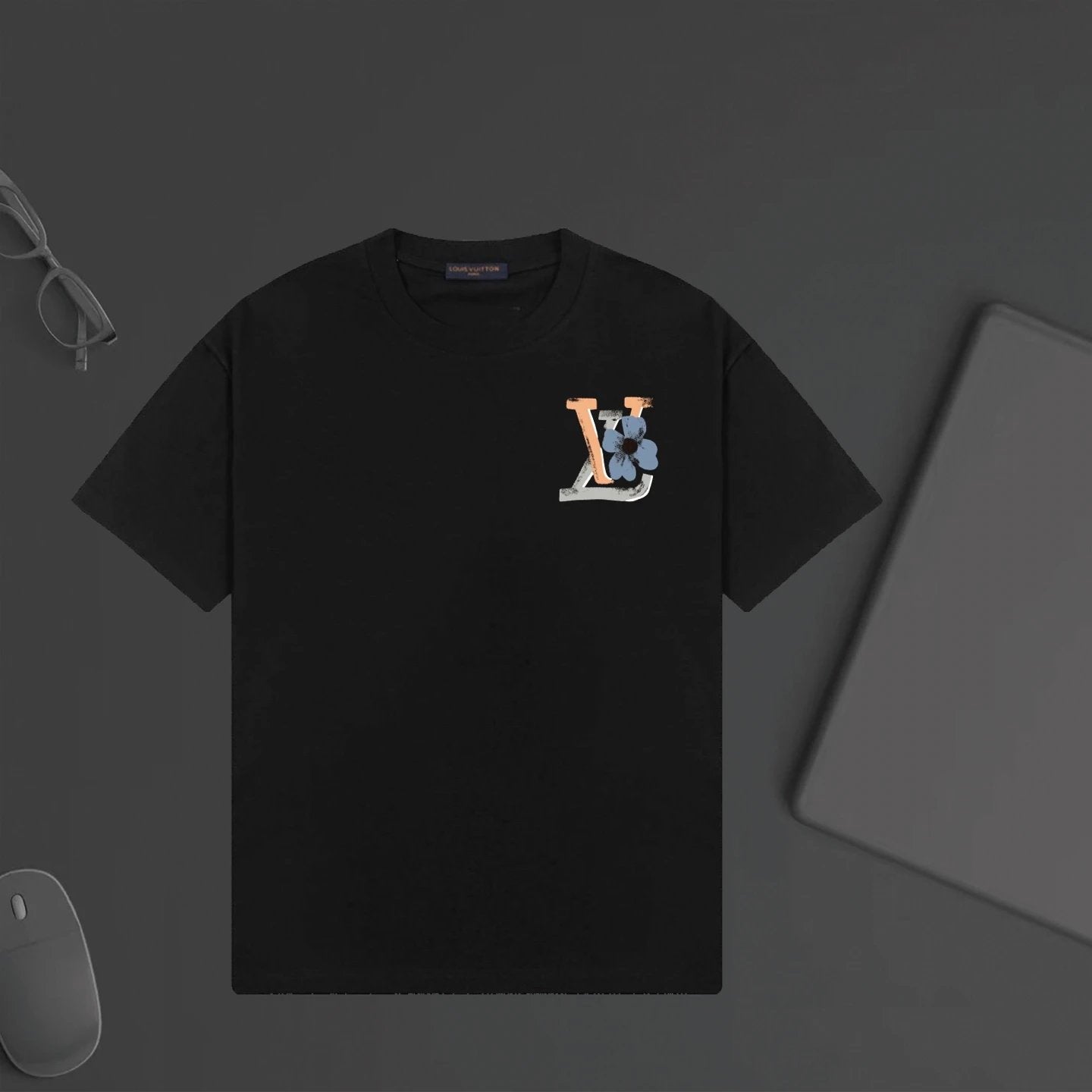 Louis Vuitton LV T-shirt Front Color-Block Letter Print logo round Neck Short Sleeve25ss New pure cotton T Unisex T-Shirt OS Drop Shoulder Loose Fit Base Shirt Top T-Shirt Short Sleeve