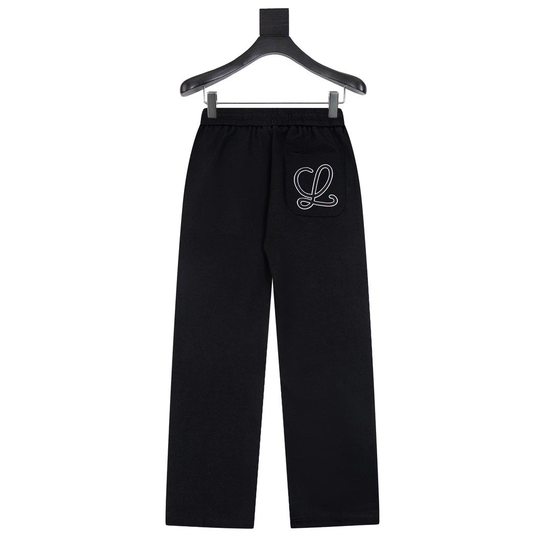 LOEWE Sweatpants Denim Embroidered Straight Sweatpants Sports Pants Autumn Unisex Long Pants Drawstring Winter Loose Plus Size Casual Pants