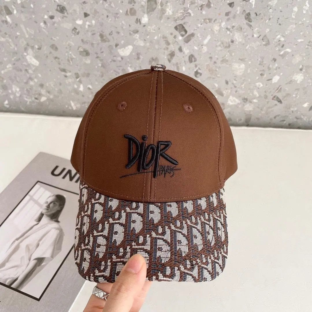 Dior Hat Classic Color Block Embroidery Letters logo Sun Protection Hat Dome Casual Baseball Cap for Women